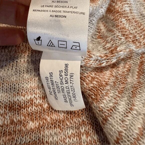 Natural Reflections Lightweight Fringe Sweater V-Neck Rust Tan Cream Size Medium - Picture 8 of 12